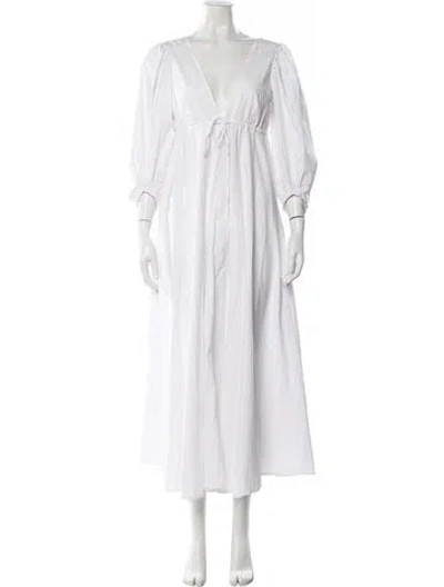 Pre-owned Staud V-neck Long Dress In White