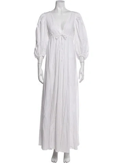Pre-owned Staud V-neck Long Dress In White