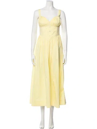 Pre-owned Staud V-neck Long Dress In Yellow