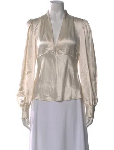 Pre-owned Staud V-neck Long Sleeve Blouse In Neutral