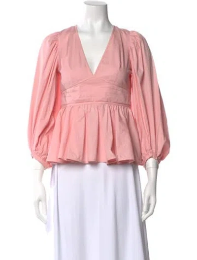 Pre-owned Staud V-neck Long Sleeve Blouse In Pink