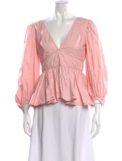 Pre-owned Staud V-neck Long Sleeve Blouse In Pink