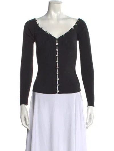 Pre-owned Staud V-neck Long Sleeve Button-up Top In Multi