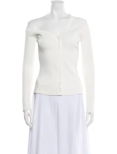 Pre-owned Staud V-neck Long Sleeve Button-up Top In Neutral