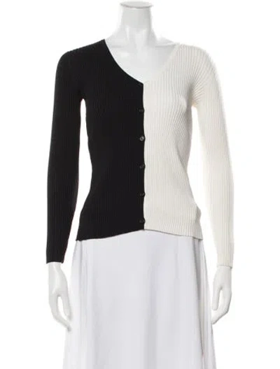 Pre-owned Staud V-neck Long Sleeve Button-up Top In White