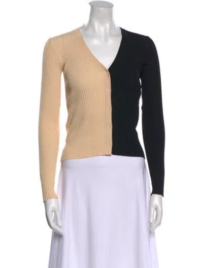 Pre-owned Staud V-neck Long Sleeve Crop Top
