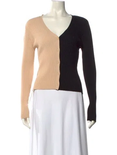 Pre-owned Staud V-neck Long Sleeve Crop Top