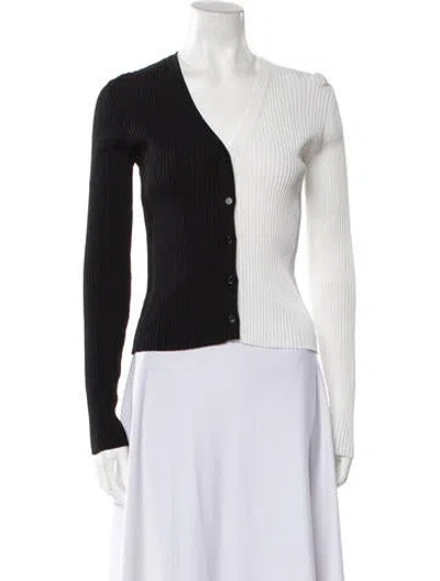 Pre-owned Staud V-neck Long Sleeve Crop Top In Black