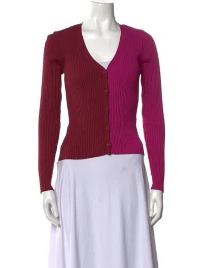 Pre-owned Staud V-neck Long Sleeve Crop Top In Multi