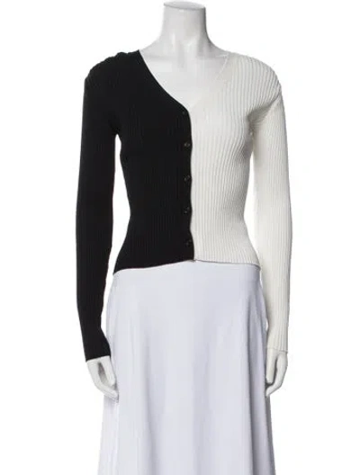 Pre-owned Staud V-neck Long Sleeve Crop Top In Multi