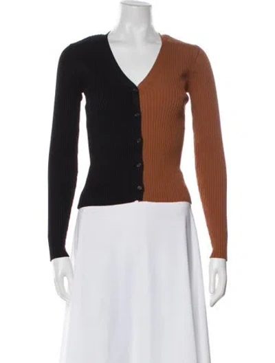 Pre-owned Staud V-neck Long Sleeve Crop Top In White