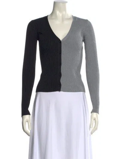 Pre-owned Staud V-neck Long Sleeve Crop Top In White