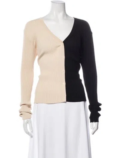 Pre-owned Staud V-neck Long Sleeve Top In Black