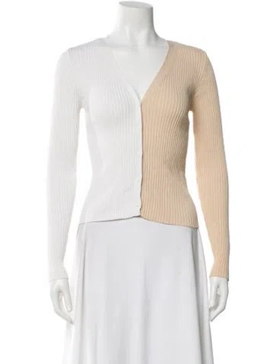 Pre-owned Staud V-neck Long Sleeve Top In Neutral