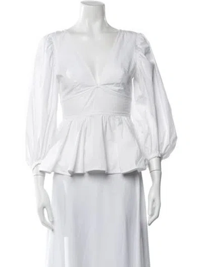 Pre-owned Staud V-neck Long Sleeve Top In Neutral