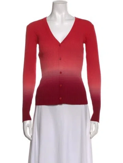 Pre-owned Staud V-neck Long Sleeve Top In Red
