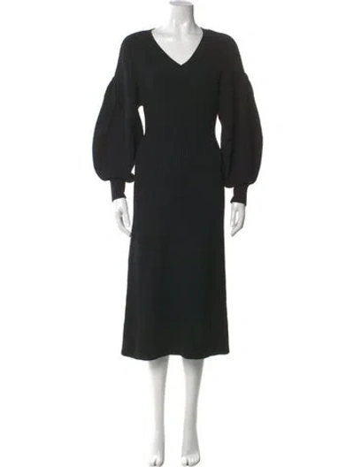 Pre-owned Staud V-neck Midi Length Dress In Black