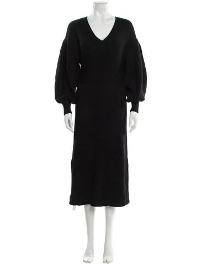 Pre-owned Staud V-neck Midi Length Dress In Black