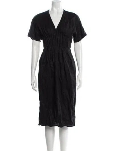 Pre-owned Staud V-neck Midi Length Dress In Black