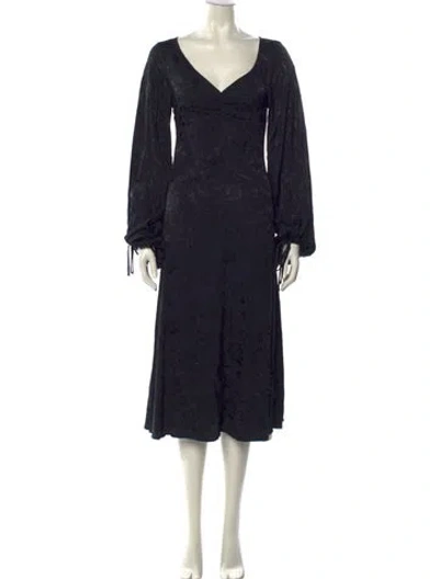 Pre-owned Staud V-neck Midi Length Dress In Black