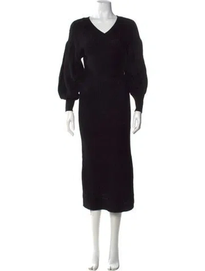 Pre-owned Staud V-neck Midi Length Dress In Black