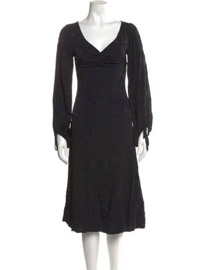 Pre-owned Staud V-neck Midi Length Dress In Black