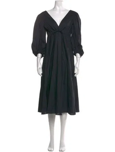 Pre-owned Staud V-neck Midi Length Dress In Black