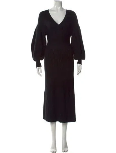 Pre-owned Staud V-neck Midi Length Dress In Black