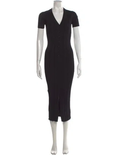 Pre-owned Staud V-neck Midi Length Dress In Black