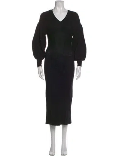 Pre-owned Staud V-neck Midi Length Dress In Black