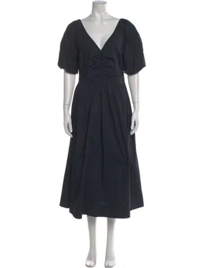 Pre-owned Staud V-neck Midi Length Dress In Black