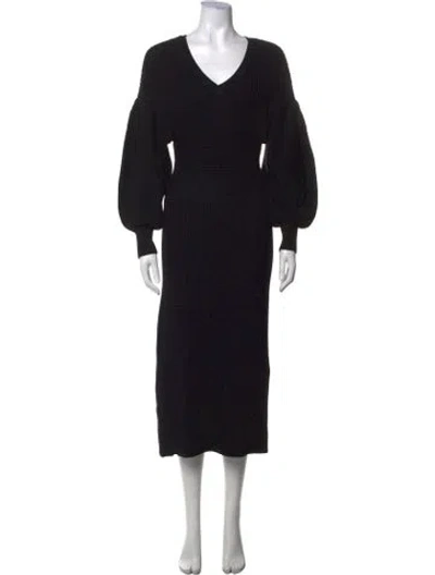 Pre-owned Staud V-neck Midi Length Dress In Black
