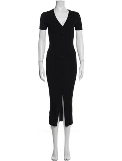 Pre-owned Staud V-neck Midi Length Dress In Black