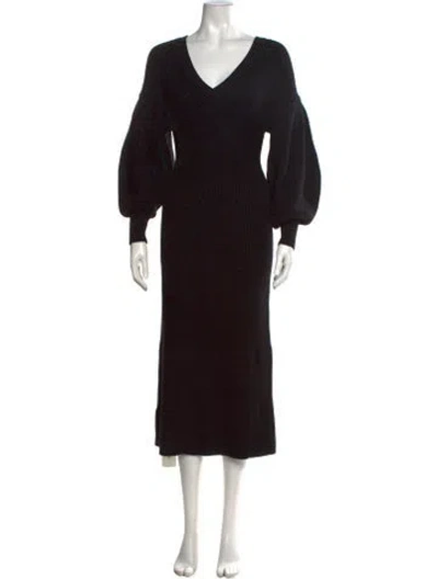 Pre-owned Staud V-neck Midi Length Dress In Black