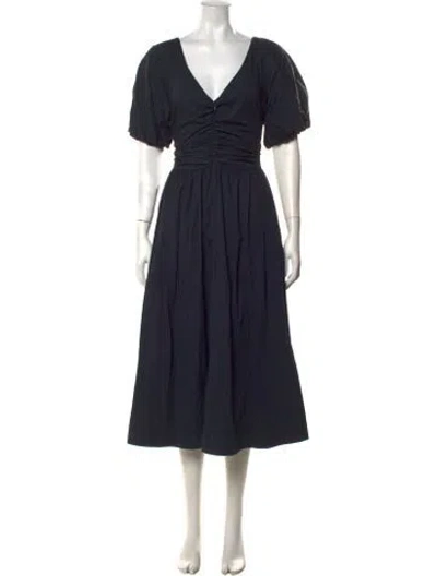 Pre-owned Staud V-neck Midi Length Dress In Black