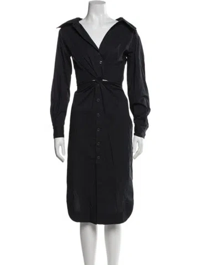 Pre-owned Staud V-neck Midi Length Dress In Blue