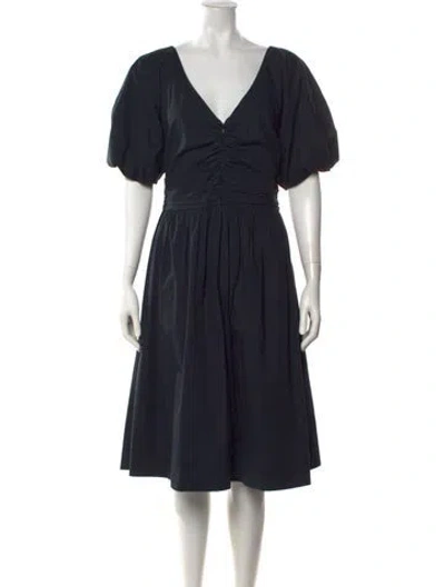Pre-owned Staud V-neck Midi Length Dress In Blue