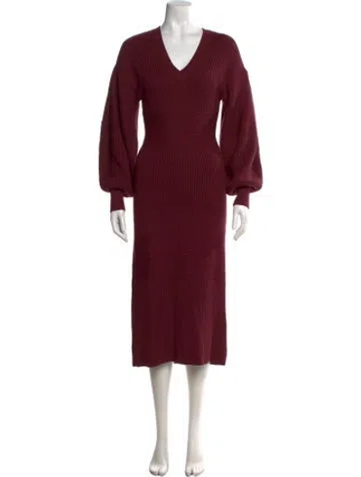 Pre-owned Staud V-neck Midi Length Dress In Burgundy