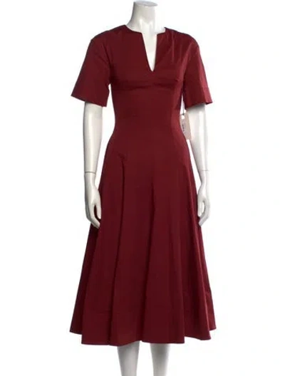 Pre-owned Staud V-neck Midi Length Dress In Burgundy