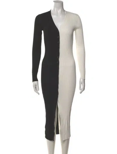 Pre-owned Staud V-neck Midi Length Dress In Gray