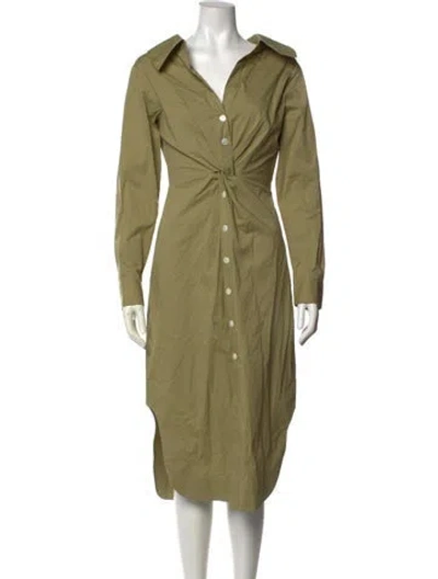 Pre-owned Staud V-neck Midi Length Dress In Green