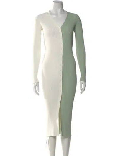 Pre-owned Staud V-neck Midi Length Dress In Green
