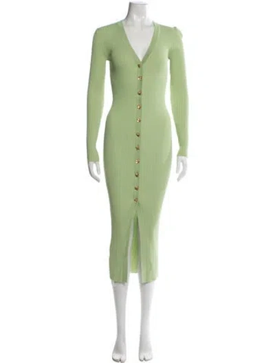 Pre-owned Staud V-neck Midi Length Dress In Green