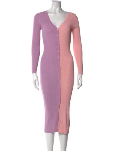 Pre-owned Staud V-neck Midi Length Dress In Multi