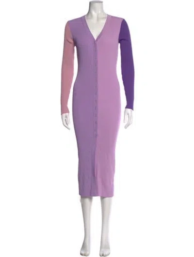 Pre-owned Staud V-neck Midi Length Dress In Multi