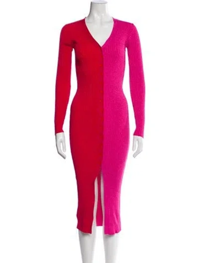 Pre-owned Staud V-neck Midi Length Dress In Multi