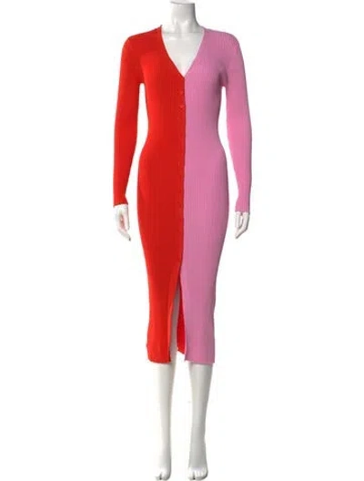 Pre-owned Staud V-neck Midi Length Dress In Multi