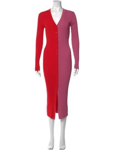 Pre-owned Staud V-neck Midi Length Dress In Multi