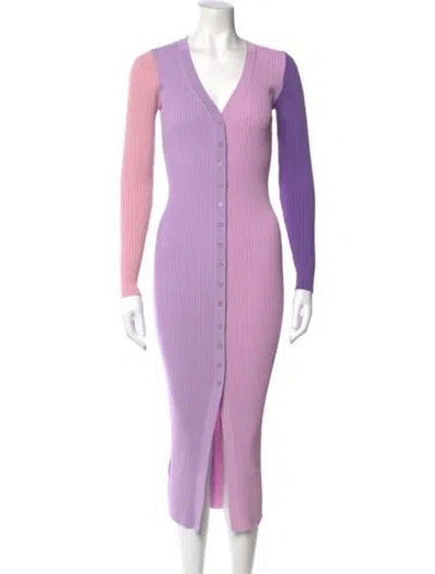 Pre-owned Staud V-neck Midi Length Dress In Multi