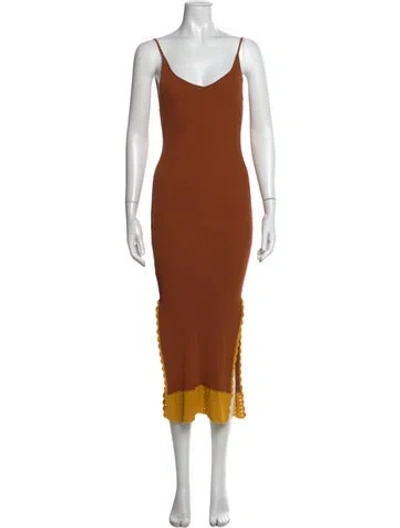 Pre-owned Staud V-neck Midi Length Dress In Multi
